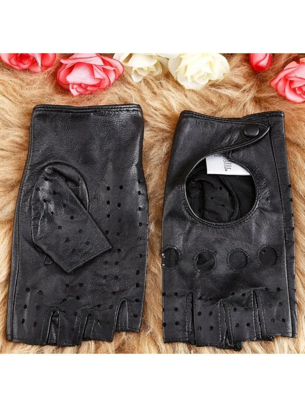 Classic Fingerless Nappa Leather Driving Gloves for Women - Unlined Lambskin